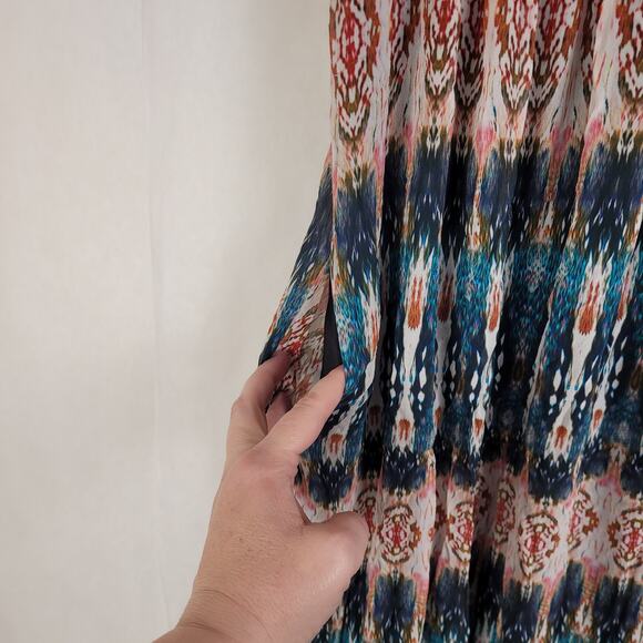 Nicole Miller Artelier blue and red print gauzy artsy maxi dress size 4 Boho - Picture 5 of 14